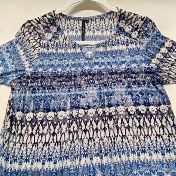 Cathy Blouse Women's Small Blue Multicolor Shimmer 3/4 Sleeve Lightweight NWOT - Picture 9 of 9